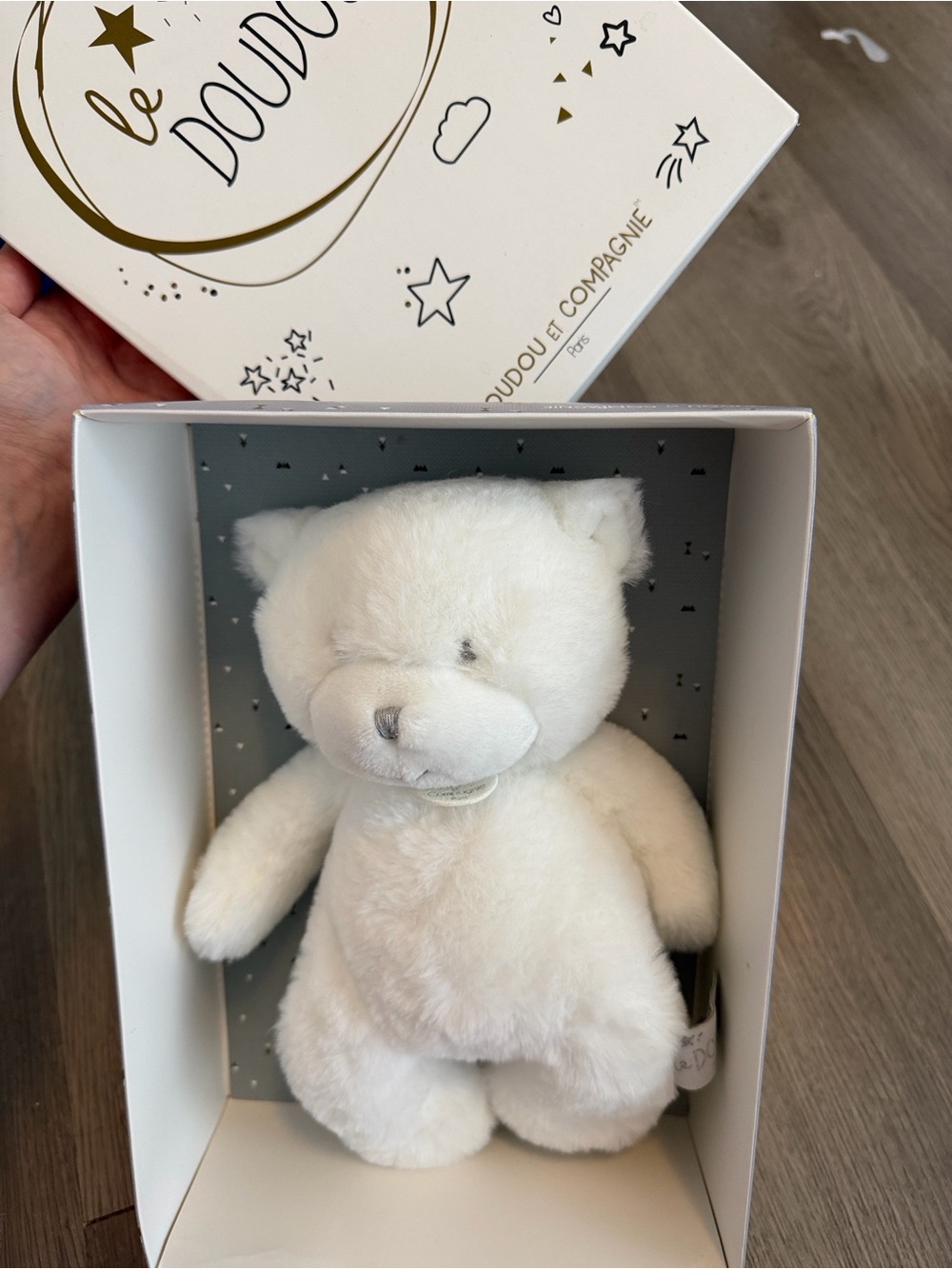 Doudou Et Compagnie Paris Teddy BEAR
Pure WHITE Soft Plush Baby Animal Toy • New